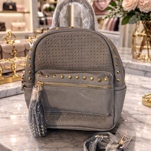 Studded Grey Mini Backpack - Unbranded